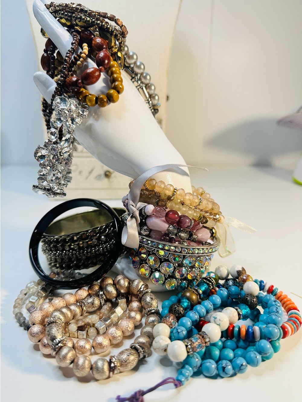 Beaded Multi-Color Stretch Bracelet Set - Women Jewelry